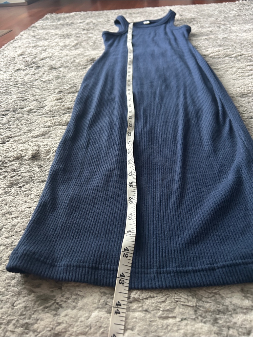 Navy Ribbed Maxi Dress - Picture 4 of 4